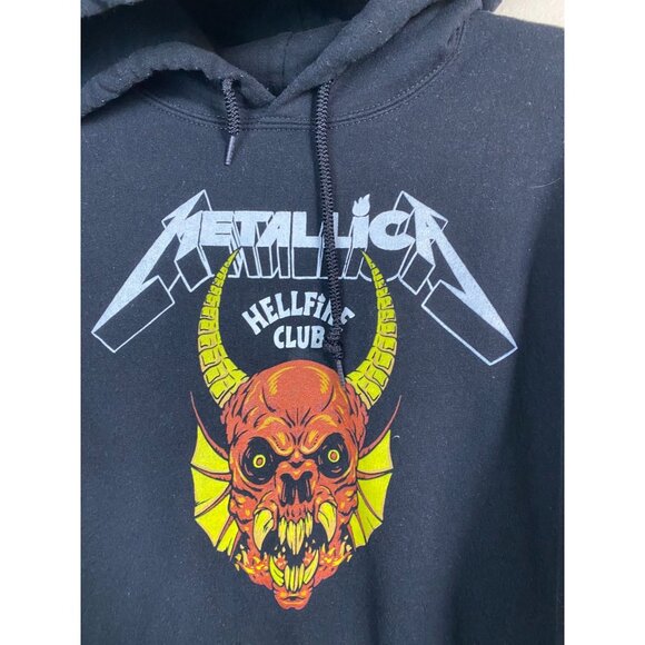 Metallica X Stranger Things Hellfire Club Hoodie Black Size Large Grunge Goth - Picture 1 of 12
